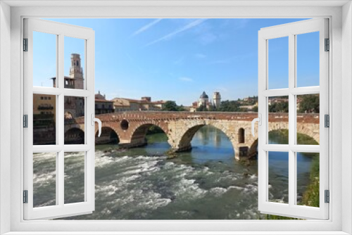 Fototapeta Naklejka Na Ścianę Okno 3D - Ponte Pietra, Verona, Veneto, Italia