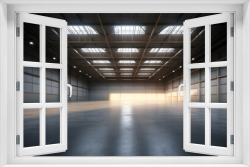 interior of an empty warehouse 3D rendered