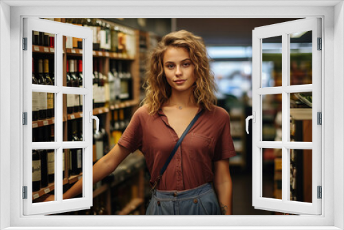 Girl works in wine store