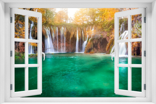 Fototapeta Naklejka Na Ścianę Okno 3D - Wasserfall bei den Plitvicer Seen