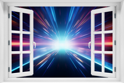 jump into hyperspace digital glowing lines, abstract sci fi background