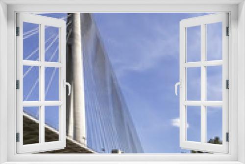 Fototapeta Naklejka Na Ścianę Okno 3D - Suspension Bridge Over Ada Girder With Stairs and Pylon Detail -