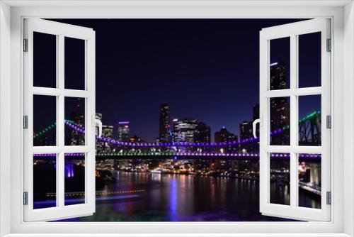 Fototapeta Naklejka Na Ścianę Okno 3D - Night View at Story Bridge in Brisbane, Australia