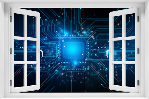 Digital technology futuristic banner with circuit lines 