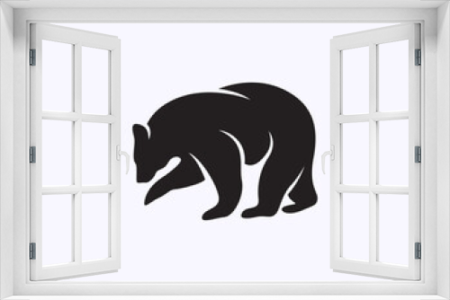 Fototapeta Naklejka Na Ścianę Okno 3D - silhouette playing bear black white logo symbol design template illustration inspiration