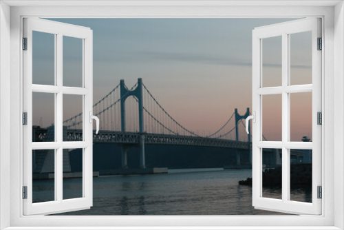 Fototapeta Naklejka Na Ścianę Okno 3D - Gwangan Bridge Piers in Busan with Sunset