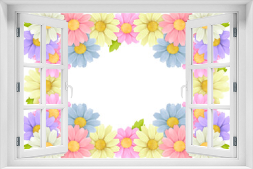 Fototapeta Naklejka Na Ścianę Okno 3D - カラフルな花のフレーム　C-4