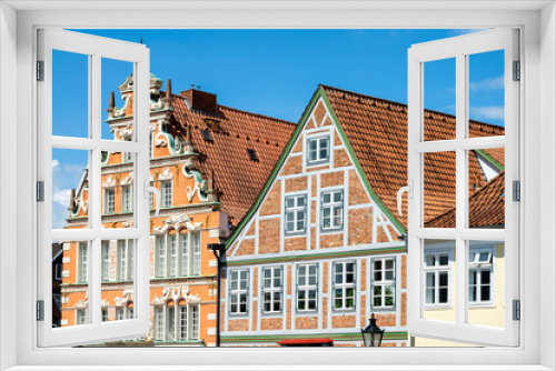 Fototapeta Naklejka Na Ścianę Okno 3D - Häuser am Hansehafen in Stade