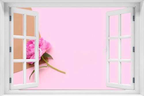 Fototapeta Naklejka Na Ścianę Okno 3D - Fresh peony flower on color background
