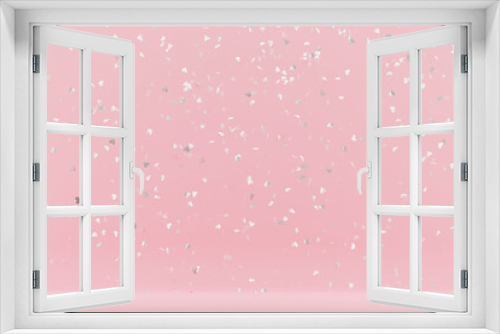 Fototapeta Naklejka Na Ścianę Okno 3D - Confetti heart shape on pastel pink background. 3d rendering