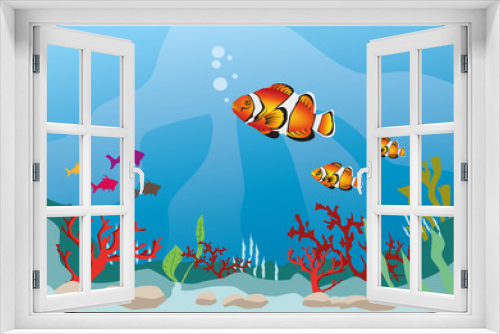 Fototapeta Naklejka Na Ścianę Okno 3D - multicolor fish in marine life