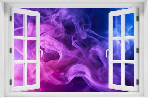 Background made with smoke in blue and purple colors. Abstract background in minimalist smoke in blue, purple and magenta dark gray. Color mist abstract background. Generative AI