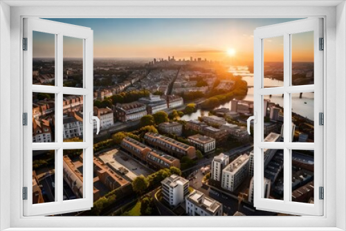 South London Aerial Sunset cityscape.