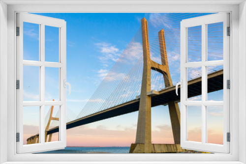 Fototapeta Naklejka Na Ścianę Okno 3D - Vasco da Gama Suspension Bridge in Lisbon