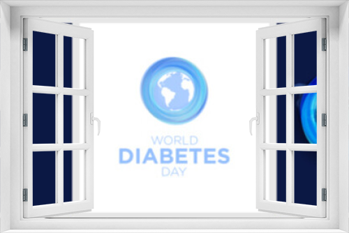World Diabetes Day Greeting Card Posters with 3d Abstract Circle Diabetes symbol, with hand for blood sugar testing on blue and white backgrounds. Set of Creative Diabetes Day Vector Illustration. EPS
