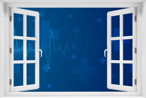 bio tech health care blue wallpaper with heart beat and cross design