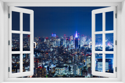 Fototapeta Naklejka Na Ścianę Okno 3D - city skyline at night