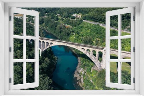Fototapeta Naklejka Na Ścianę Okno 3D - Solcan Bridge over River Soca, Slovenia. Aerial view.