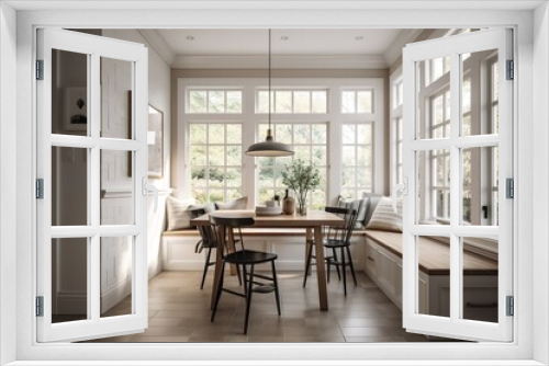 Breakfast Nook: Create a set of images that showcase a cozy, inviting breakfast nook. Generative AI