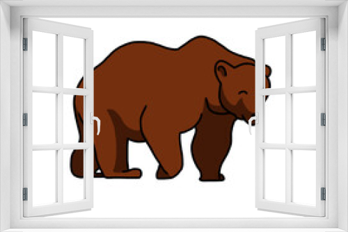 Fototapeta Naklejka Na Ścianę Okno 3D - walking brown bear illustration