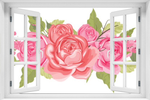 Fototapeta Naklejka Na Ścianę Okno 3D - peony flower bouquet illustration