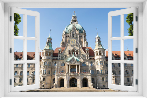 Fototapeta Naklejka Na Ścianę Okno 3D - Landscape of the New Town Hall in Hanover, Germany