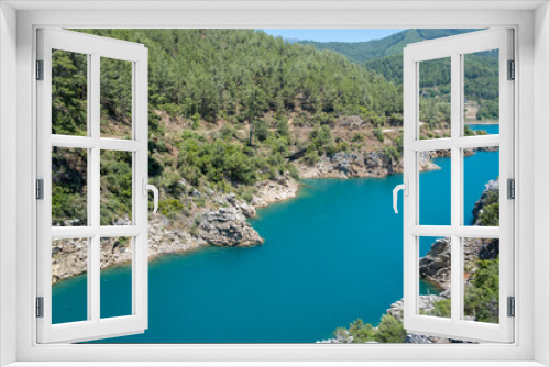 Fototapeta Naklejka Na Ścianę Okno 3D - View of the blue river Dimchay in the Alanya region. Famous local place, breathtaking nature of Turkey. Dim River National Park near Alanya, Turkey.