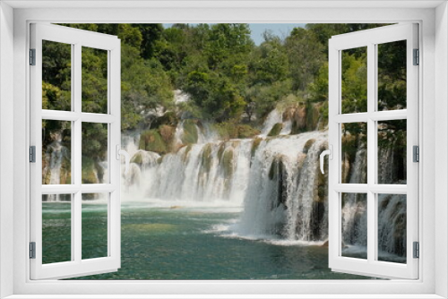 Fototapeta Naklejka Na Ścianę Okno 3D - Sideways Spectacle: Viewing Krka Waterfalls from the Side