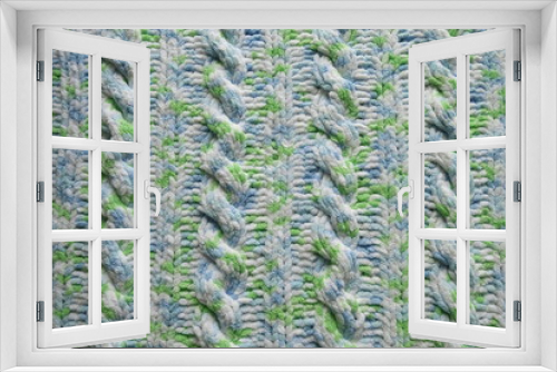 Fototapeta Naklejka Na Ścianę Okno 3D - Blue and green Aran braid cable stitch knitting pattern background