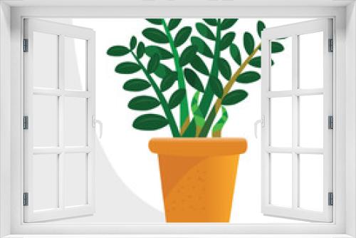 Fototapeta Naklejka Na Ścianę Okno 3D - Zanzibar Gem ZZ Plant pot Houseplant potter plants in pot vector eps