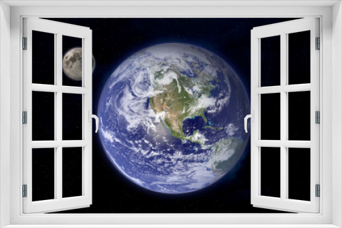 Fototapeta Naklejka Na Ścianę Okno 3D - View of a planet Earth and moon in space. Elements of this image furnished by NASA