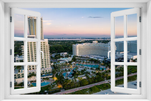 Miami Beach, Florida, USA - Morning aerial of the iconic and luxurious Fontainebleau hotel and resort.