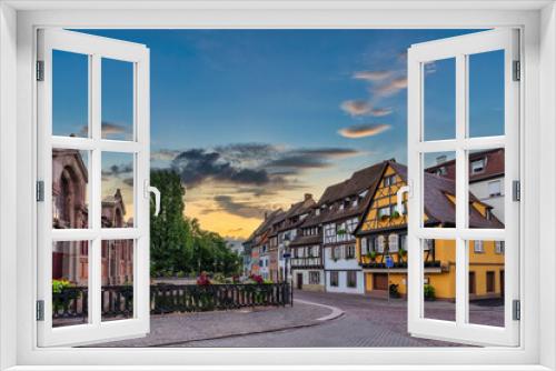 Fototapeta Naklejka Na Ścianę Okno 3D - Colmar France, Colorful Half Timber House sunrise city skyline