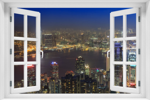Fototapeta Naklejka Na Ścianę Okno 3D - Hong Kong city skyline view from Victoria peak