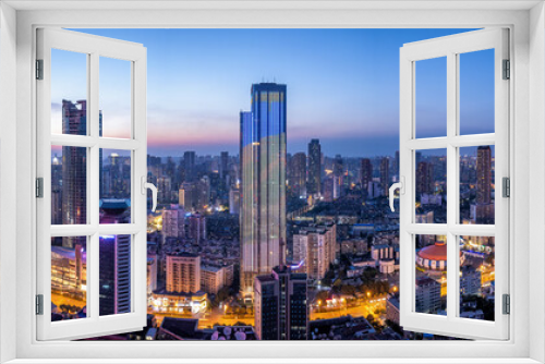 Fototapeta Naklejka Na Ścianę Okno 3D - ..Aerial photography of the night view of urban architectural landscapes in Wuhan, China..