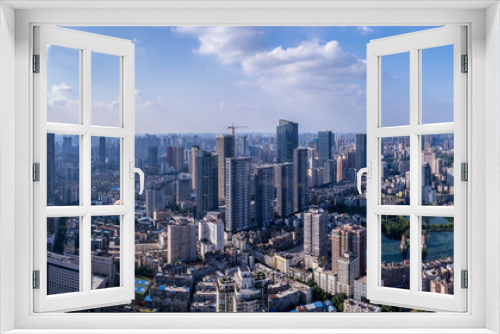 Fototapeta Naklejka Na Ścianę Okno 3D - Aerial photography of modern architectural landscape in Wuhan CBD, China