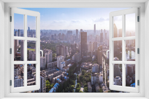 Fototapeta Naklejka Na Ścianę Okno 3D - Aerial photography of modern architectural landscape in Wuhan CBD, China