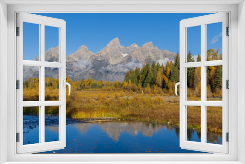 Fototapeta Naklejka Na Ścianę Okno 3D - Autumn Landscape Reflection in the Tetons