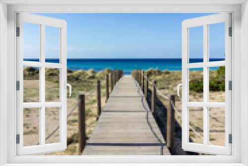 Fototapeta Naklejka Na Ścianę Okno 3D - View of beautiful Son Bou Beach in Menorca (Spain)
