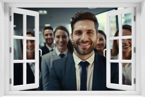 An independent business team standing together and smiling