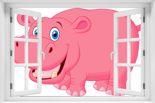 Fototapeta Naklejka Na Ścianę Okno 3D - Cute hippo cartoon