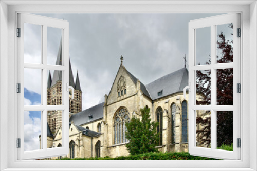 Fototapeta Naklejka Na Ścianę Okno 3D - side view of abbey church (St. Michael church) in the 