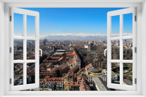 Fototapeta Naklejka Na Ścianę Okno 3D - Turin Italy Skyline