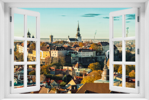 Fototapeta Naklejka Na Ścianę Okno 3D - Cityscape of The old town of Tallinn with Alexander Nevsky Cathedral and St Marys Cathedral, Tallinn, Estonia