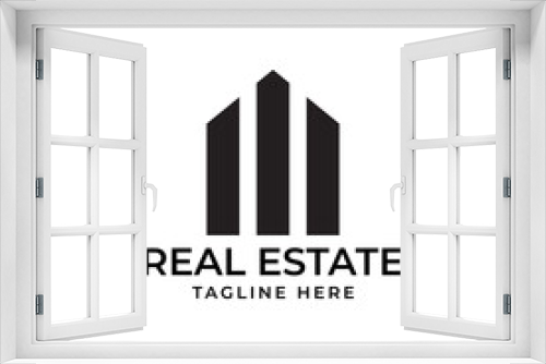 Real Estate vector logo.
House city vector logotype. 
Premium real estate logo. 
Line home icon symbol.
Usable for Construction Architecture Building Logo Design Template Element.
