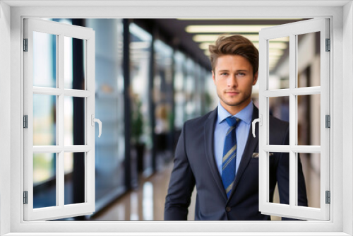 Confident Business Elegance-Handsome Businessman Posing with Style