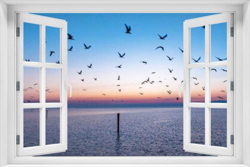 Fototapeta Naklejka Na Ścianę Okno 3D - Seagulls at Sunrise in Gulfport, MS
