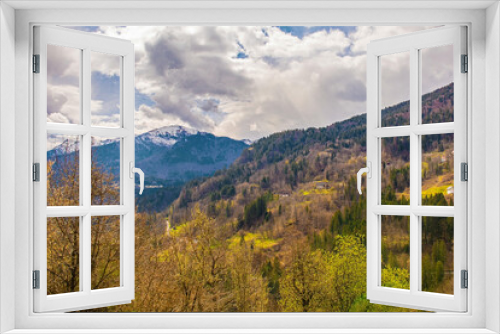 Fototapeta Naklejka Na Ścianę Okno 3D - The early spring alpine landscape around the village of Mieli in Carnia, Udine Province, Friuli-Venezia Giulia, north east Italy