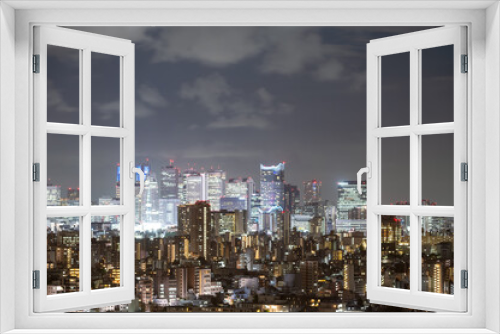 Fototapeta Naklejka Na Ścianę Okno 3D - 東京都文京区から見た夜の東京の都市景観