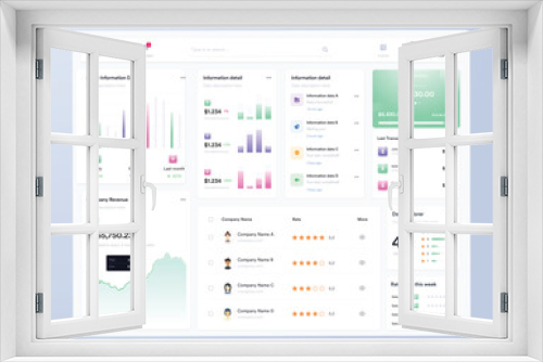 Infographic dashboard. UI UX design with graphs, charts and diagrams. Web interface template for business presentation